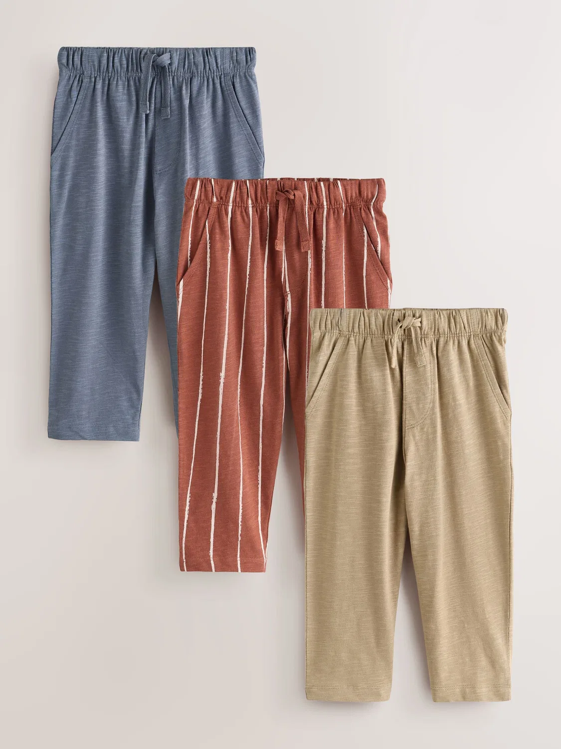 Трикотажные брюки 3 шт Next, Rust Stripe Tan Brown And Grey