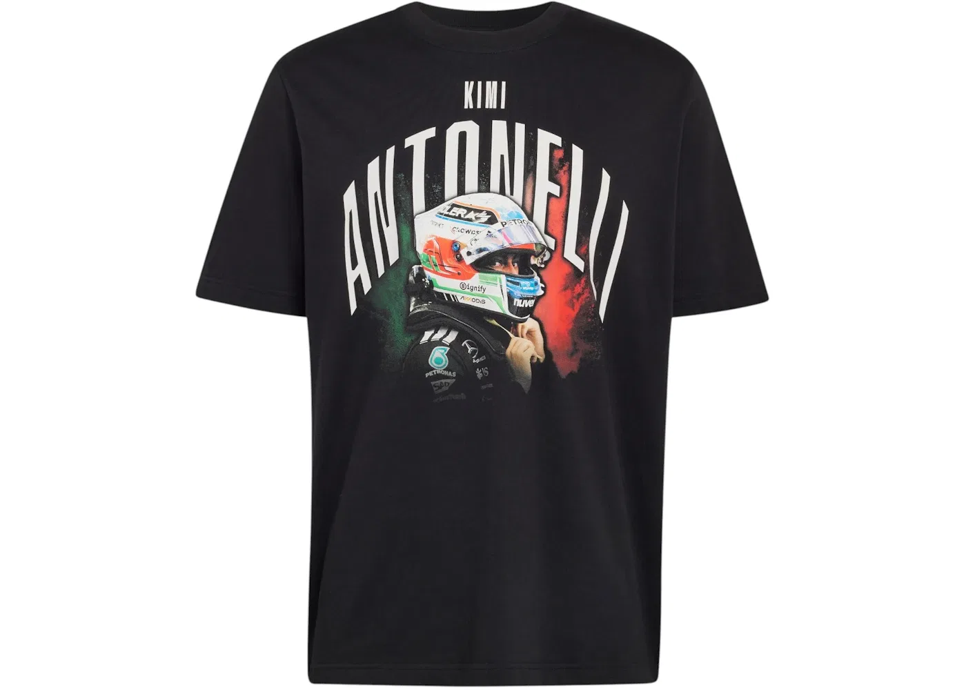 Мужская футболка с принтом Mercedes AMG Petronas Formula 1 Team Kimi Antonelli Graphic Tee Adidas, Black