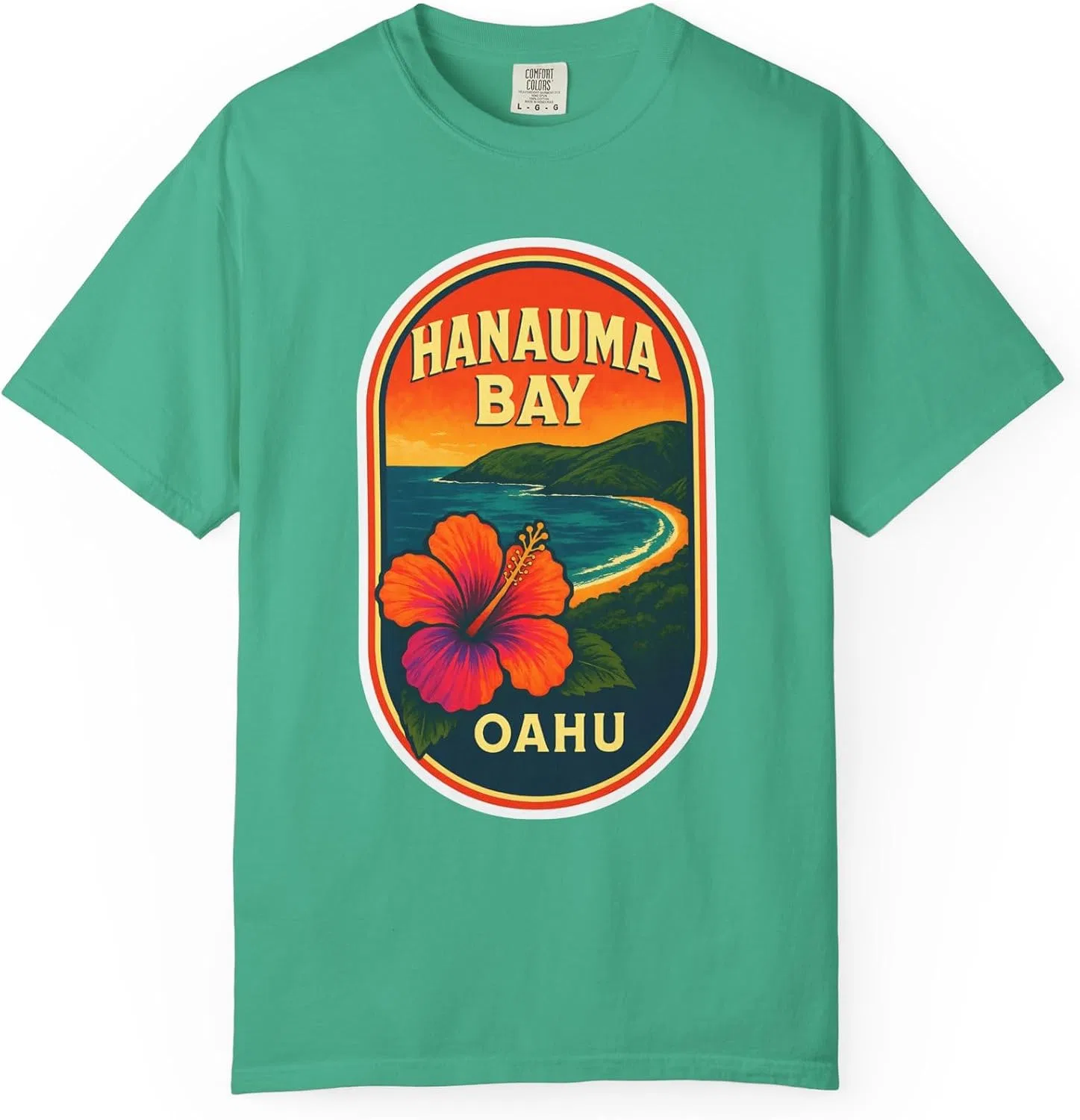 Женская футболка с принтом Hanauma Bay, Comfort Colors, Island Green