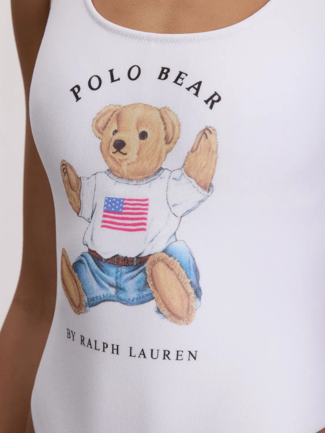Купальник слитный с принтом Polo Bear Polo Ralph Lauren, белый — фото 4