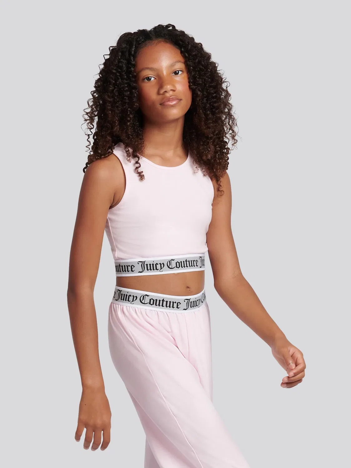 Пижамный комплект: топ-кроп и широкие брюки Juicy Couture, розовый