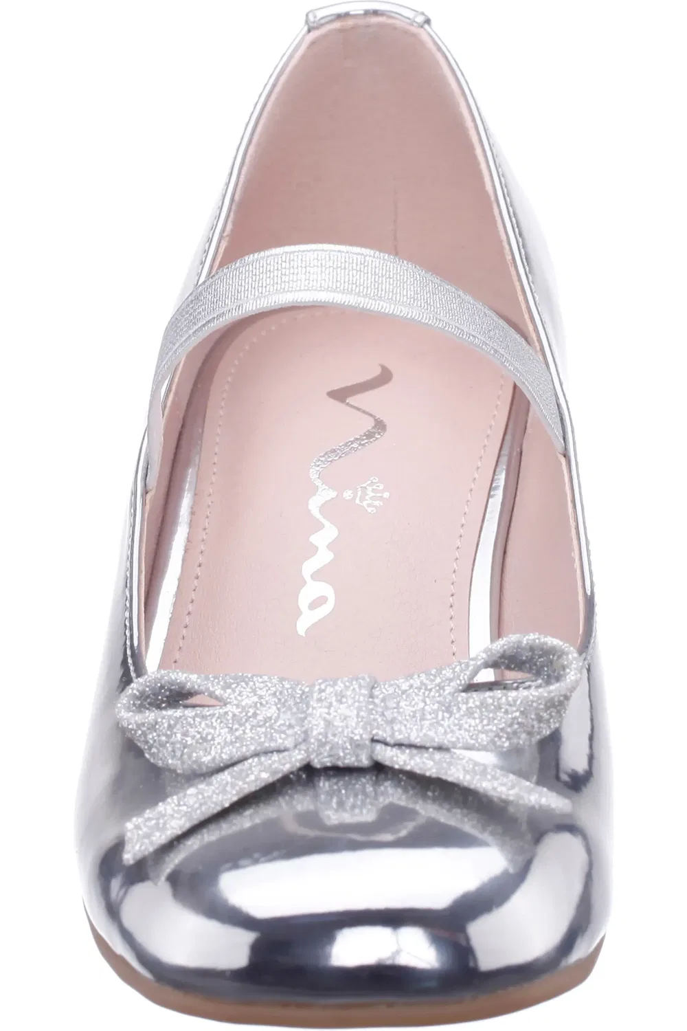 Детские туфли Мэри Джейн с блочным каблуком Bryonna Nina, Silver Metallic — фото 4