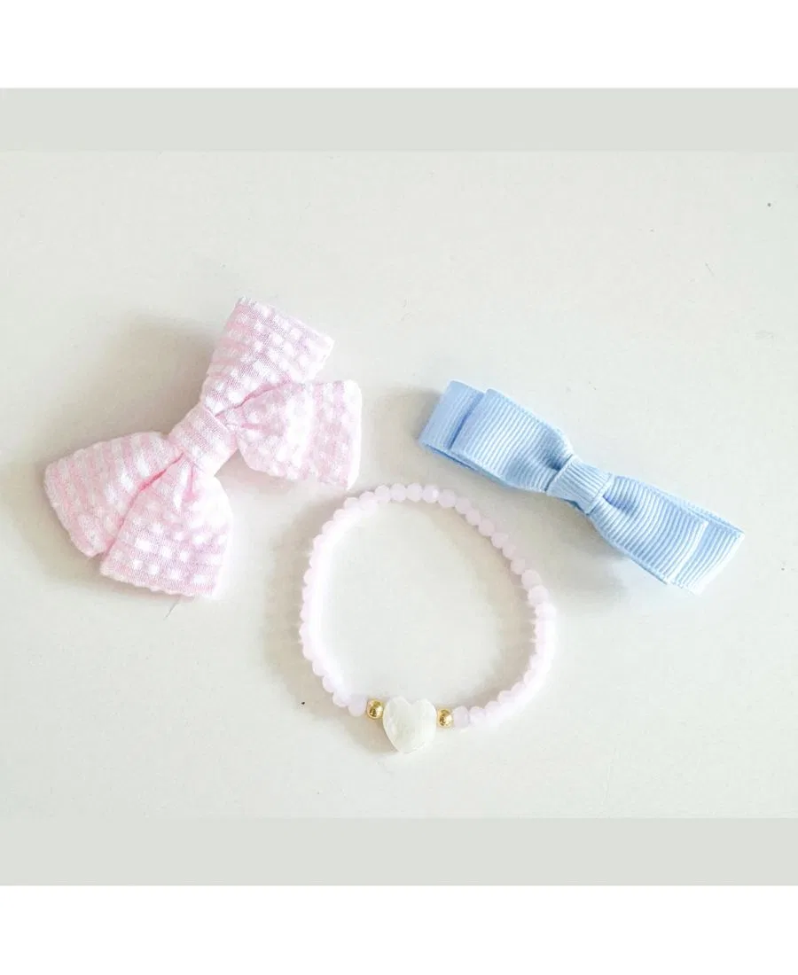 Комплект аксессуаров для девочек с бантами и браслетом, модель Easter Egg Bits & Bows, Pink — фото 3