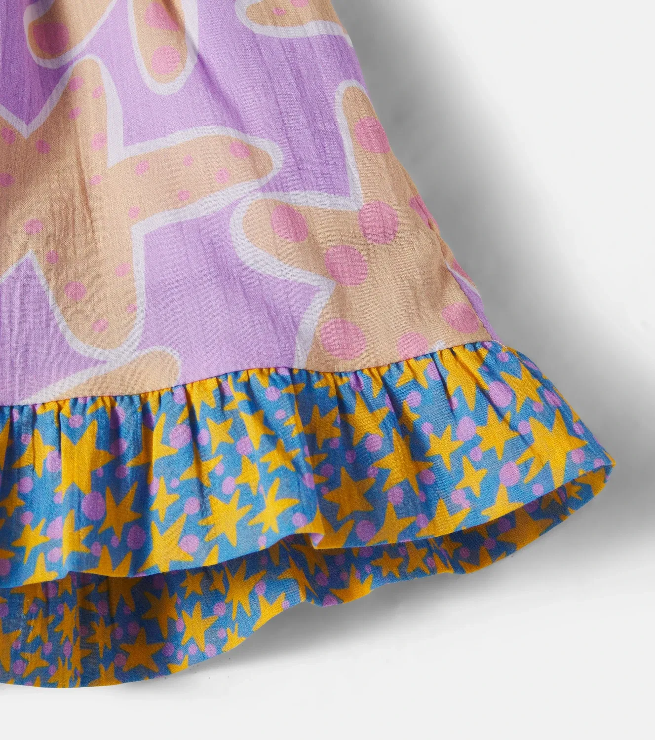 Шорты хлопковые с оборками и принтом Stella Mccartney Kids, фиолетовый — фото 4