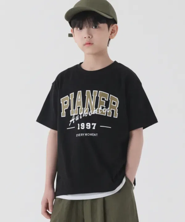 Футболка с большим логотипом, оверсайз, Pianer Kids, черный — фото 3