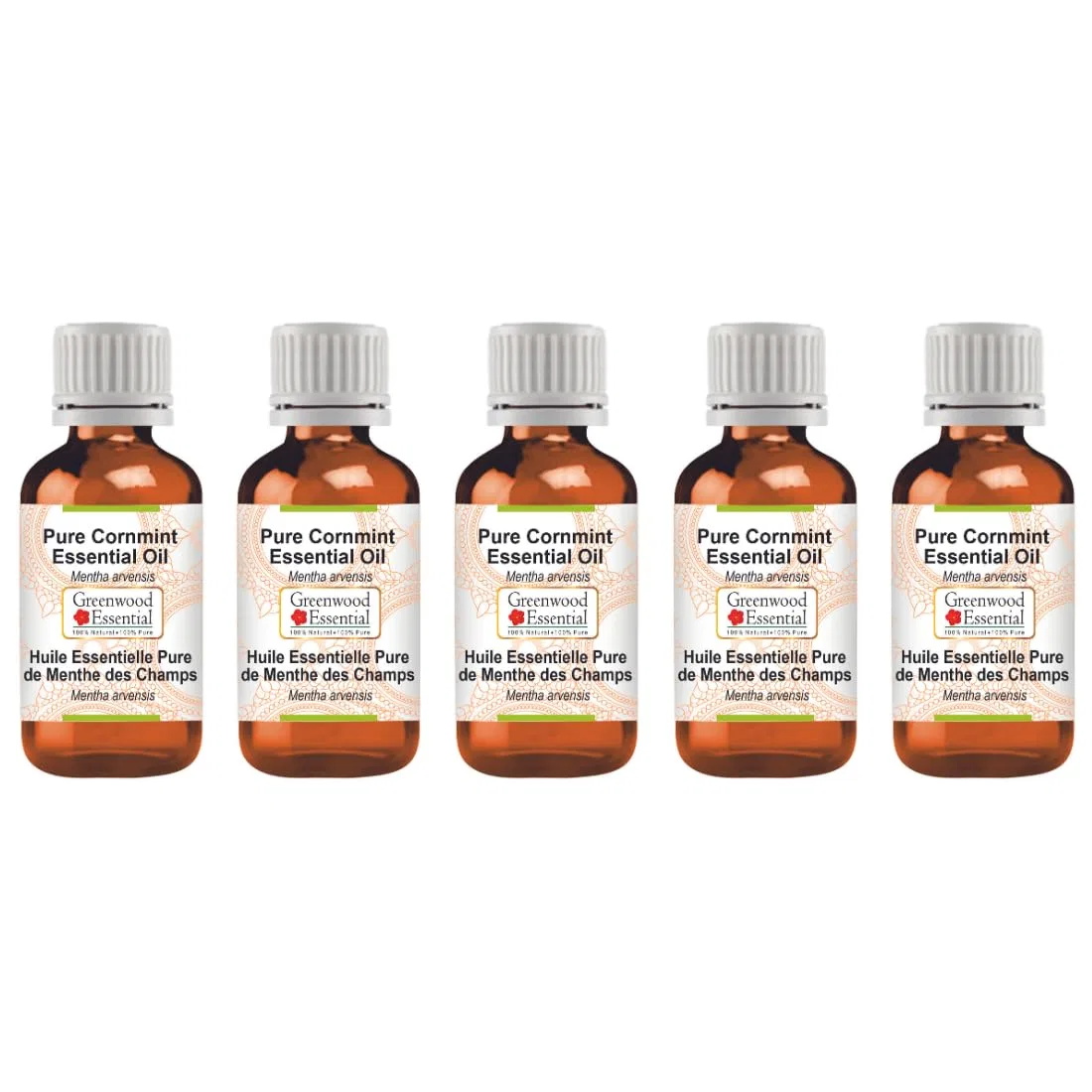 Масло Corn Mint Essential Oil, Greenwood Essential, набор 5 шт., 100 мл