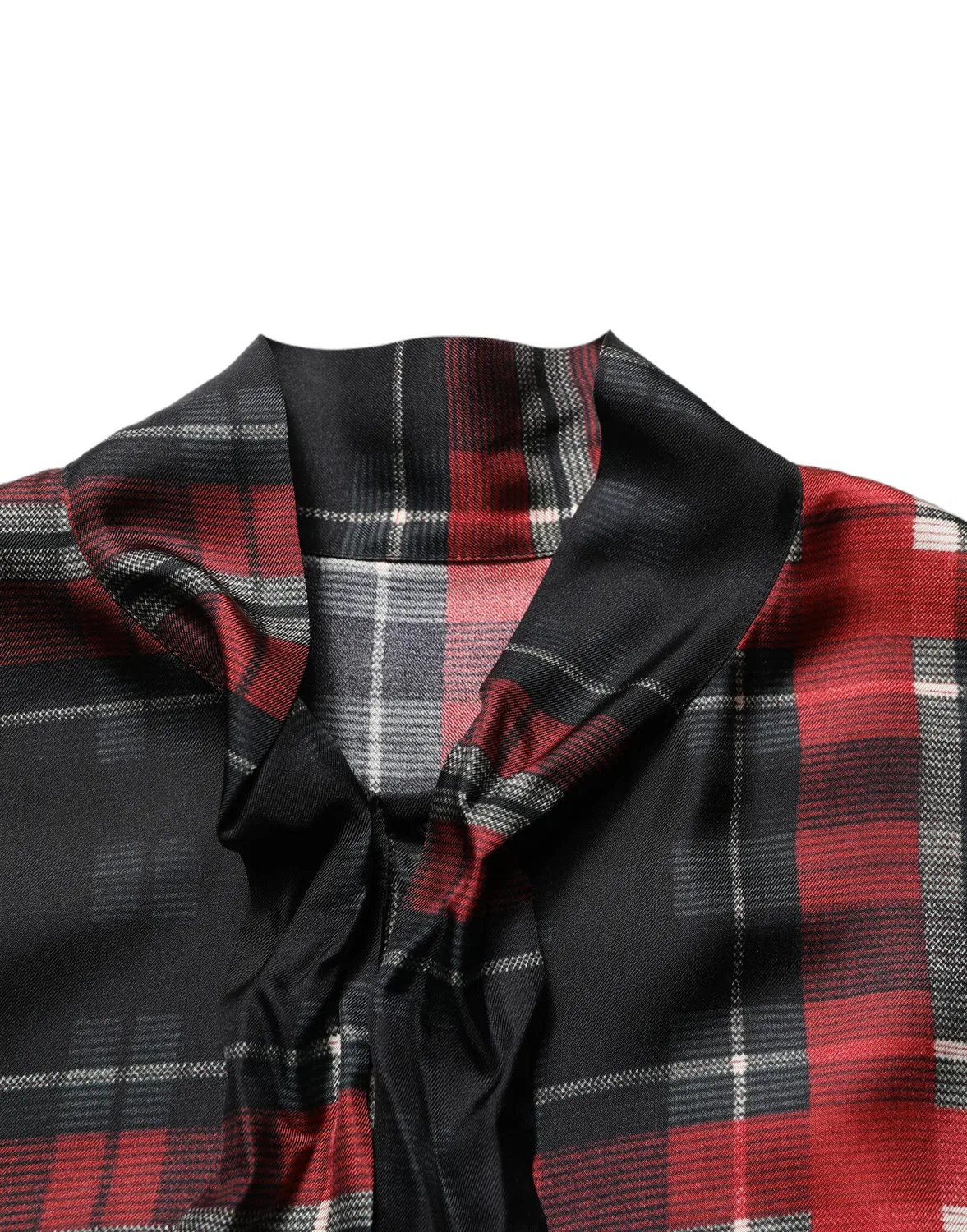 Женская блузка с длинным рукавом и завязкой на шее Dolce & Gabbana, Black and Red — фото 3