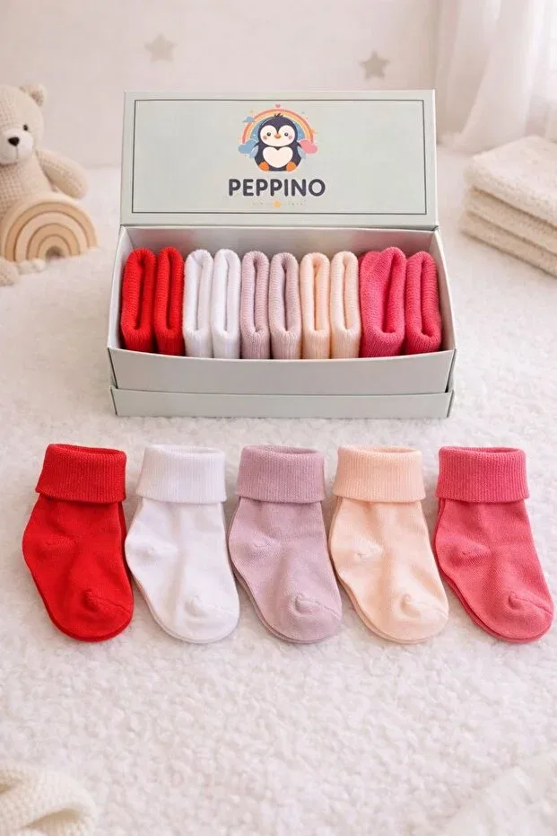 Детские носки хлопковые набор 5 шт Organic Cotton Unisex 5-Piece Boxed Premium Newborn Baby Socks Peppino, Burgundy