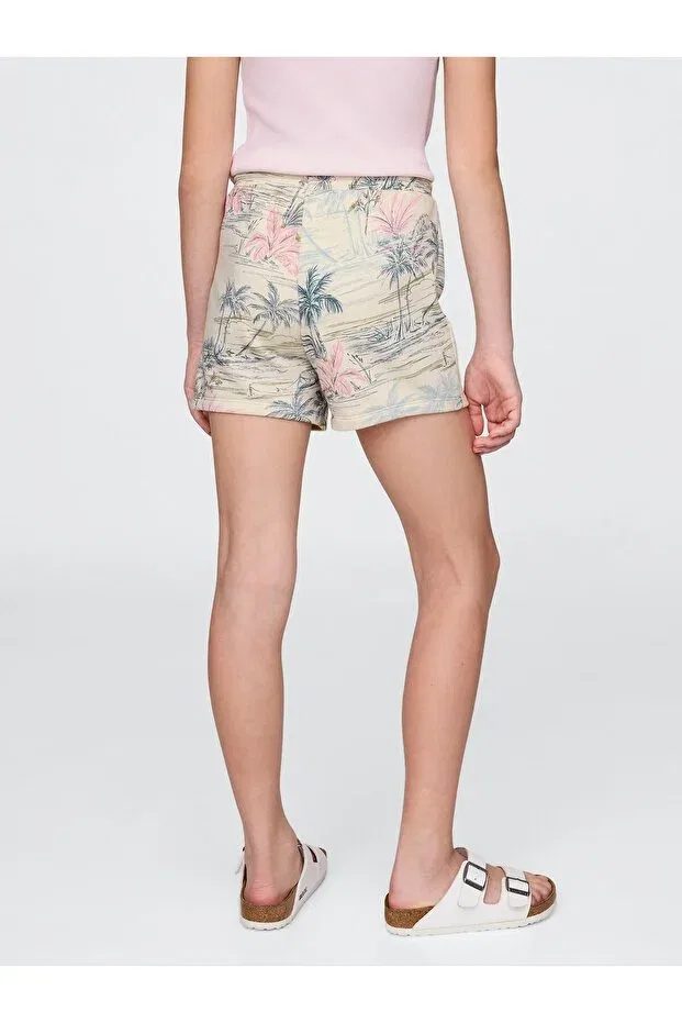 Детские шорты для девочек с принтом Basics Gap, Cream — фото 3