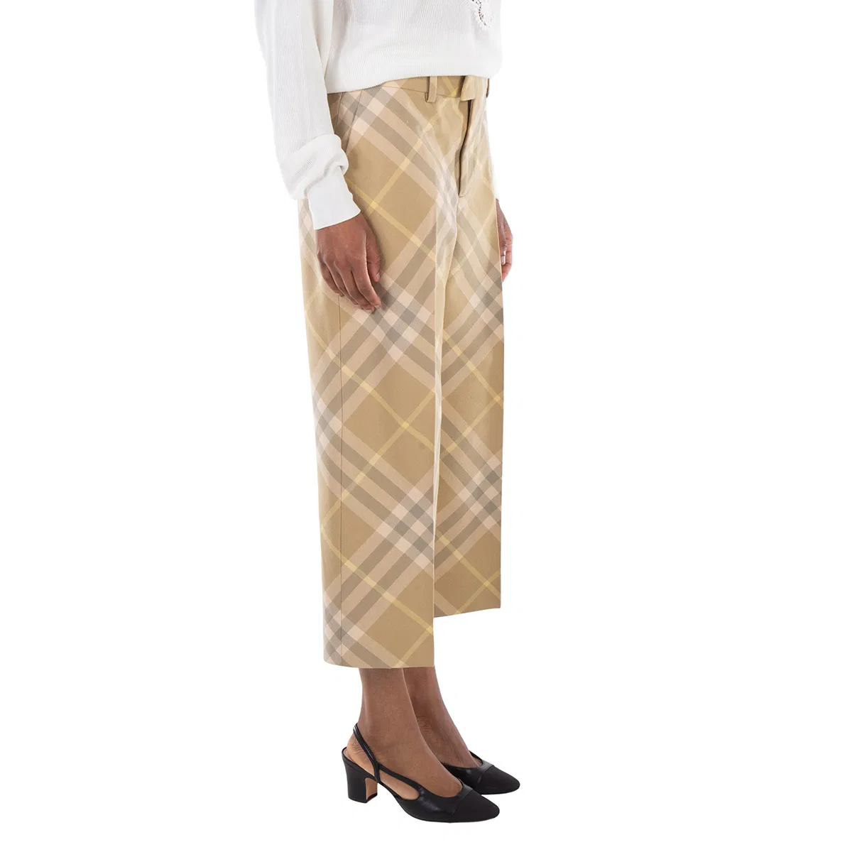 Брюки классические с принтом Check-Print Tailored Wool Trousers Burberry, Flax Ip Check — фото 2
