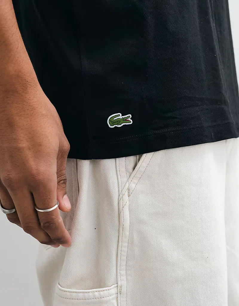 Футболка хлопковая с круглым вырезом 3 шт Lacoste, черный/белый/зеленый — фото 3