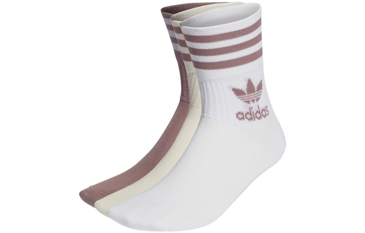 

Унисекс носки до середины икры Adidas Originals, 1 комплект 3 пары (Тёмно-розовый+Светло-жёлтый+Белый)