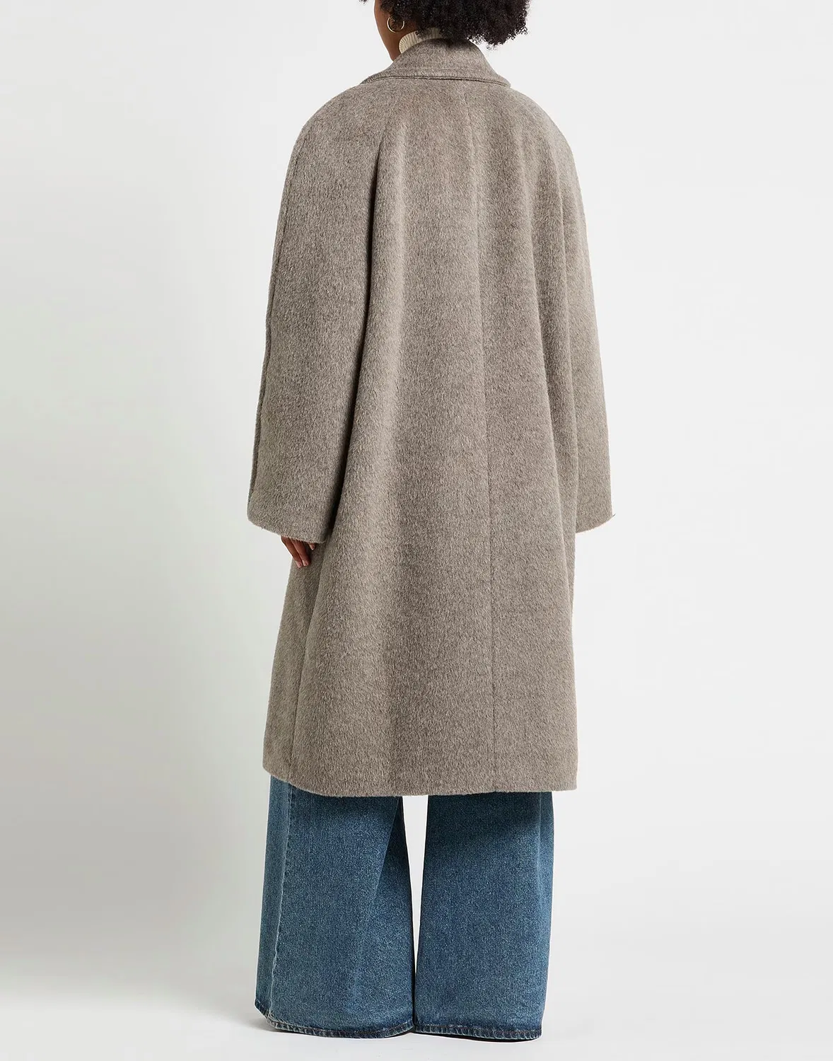 Женское двубортное пальто из альпаки Acne Studios, серый — фото 3