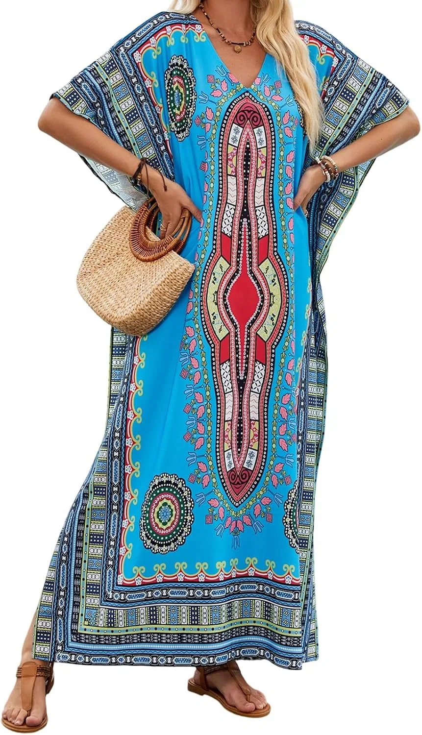 Женское пляжное платье-парео V-образным вырезом, Light Blue