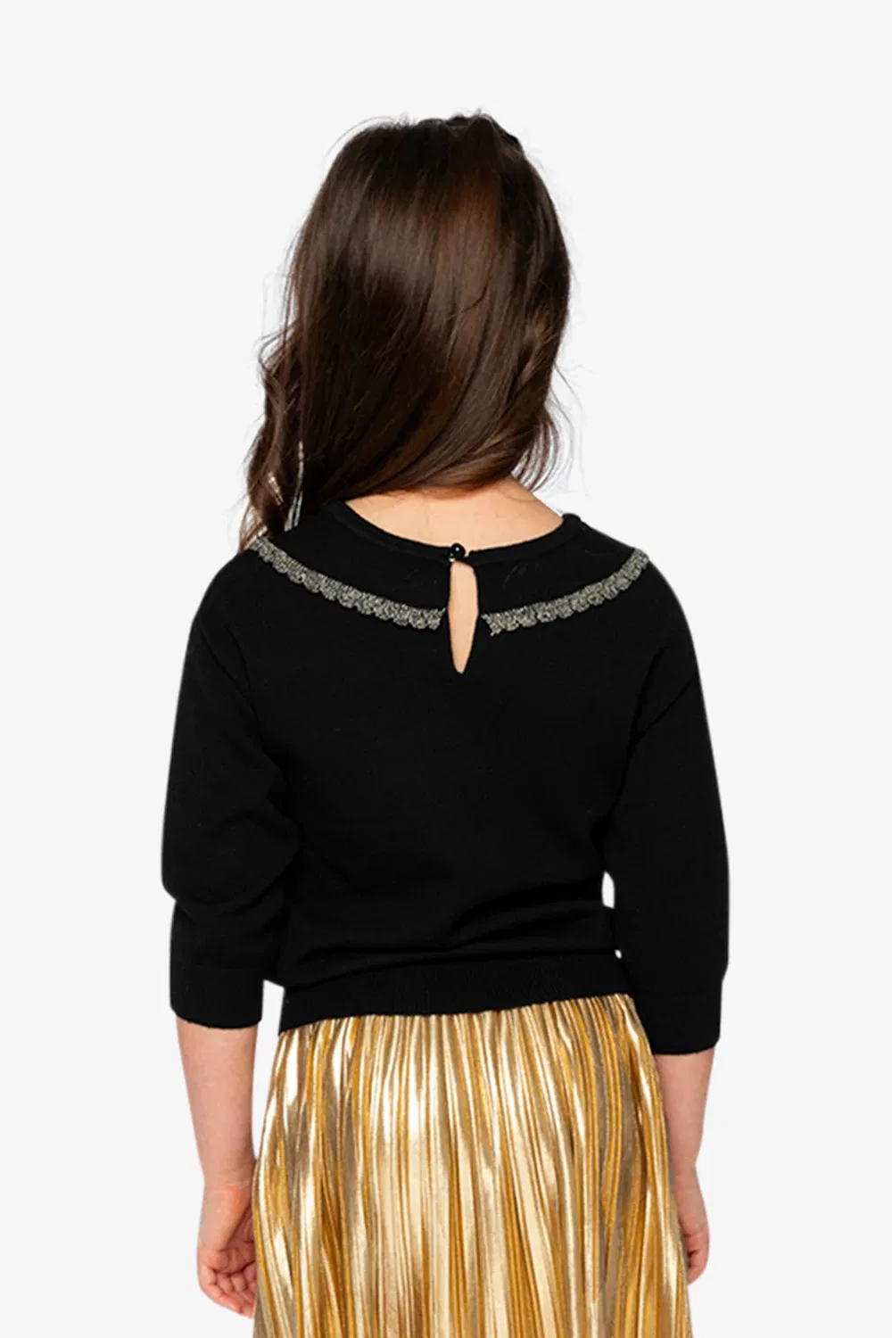 Детский свитер с длинным рукавом Chic Occasionwear Deux par Deux, Black and Gold — фото 3