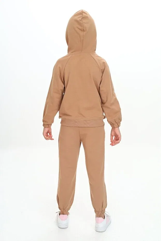 Детский спортивный комплект для девочек хлопковый Toontoy, Brown — фото 4