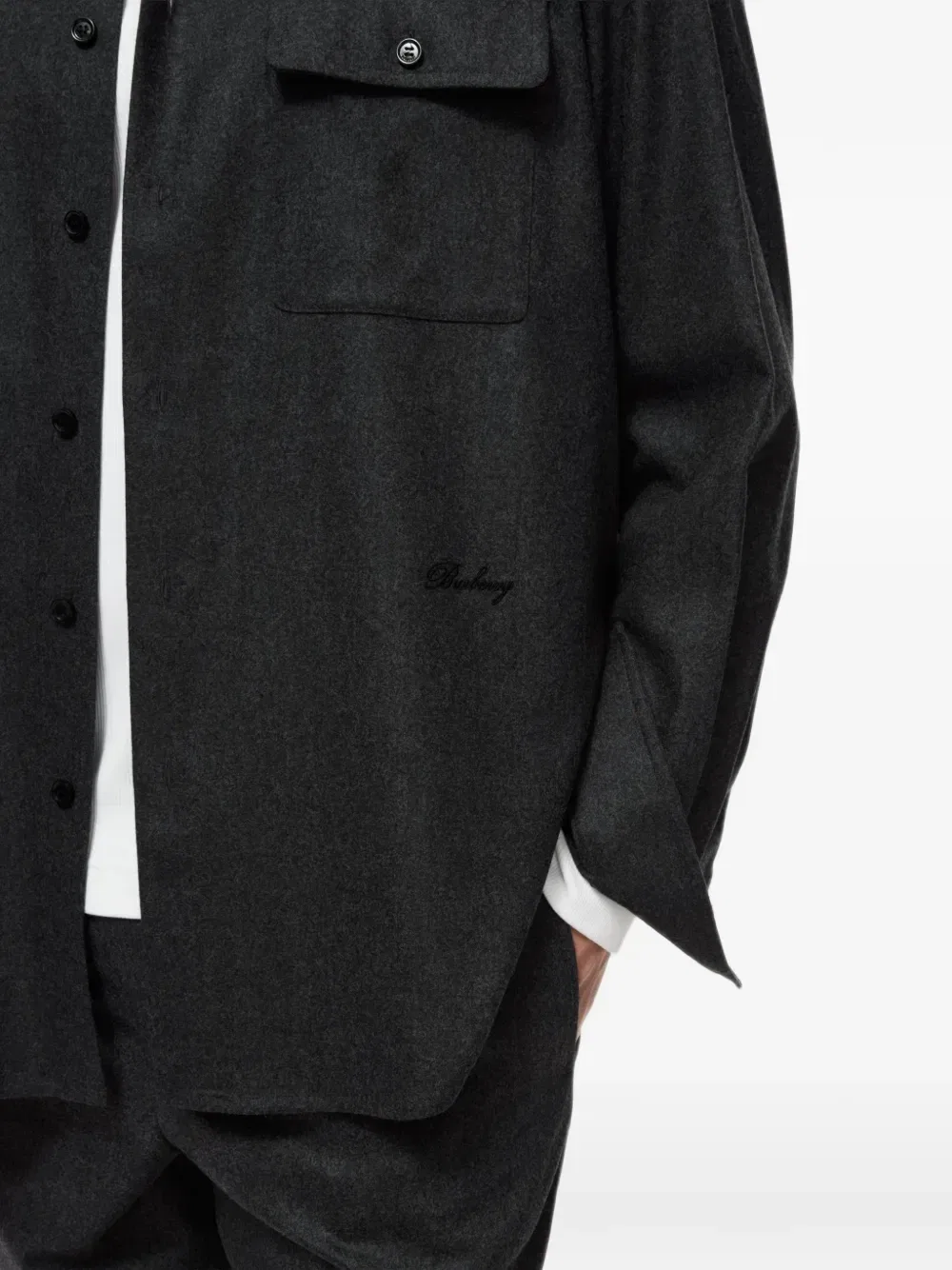 Шерстяная кашемировая рубашка-куртка BURBERRY, серый — фото 3