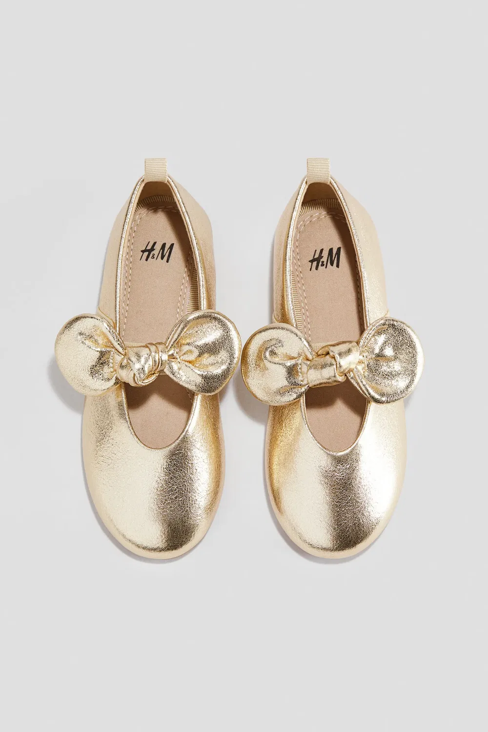 Балетки детские с большим бантом H&M, Gold-Colored