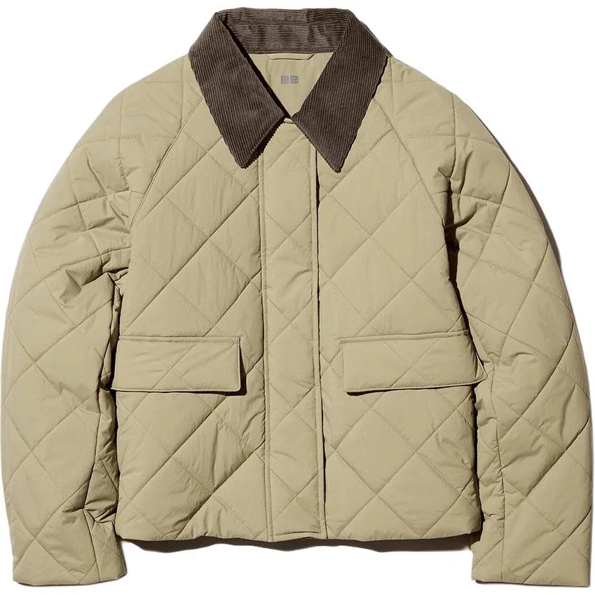 Женский пуховик с лацканом 32 Dark Beige UNIQLO, Dark Beige