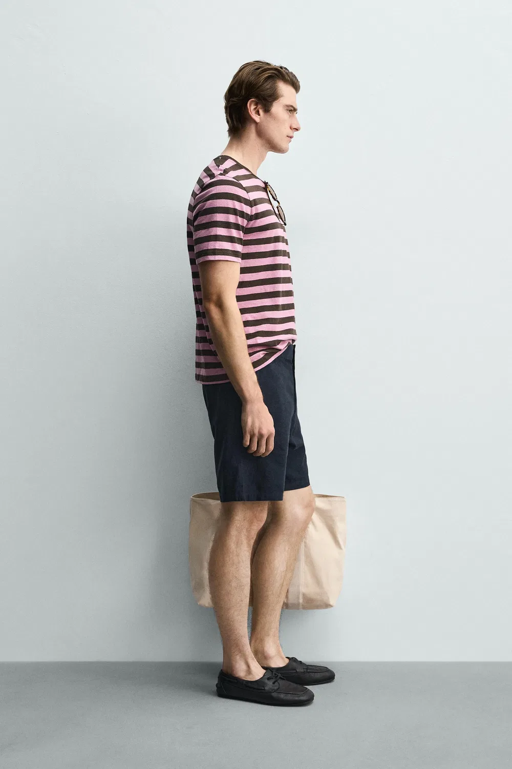 Текстурированные бермудские шорты стандартного кроя ZARA, Navy Blue — фото 4