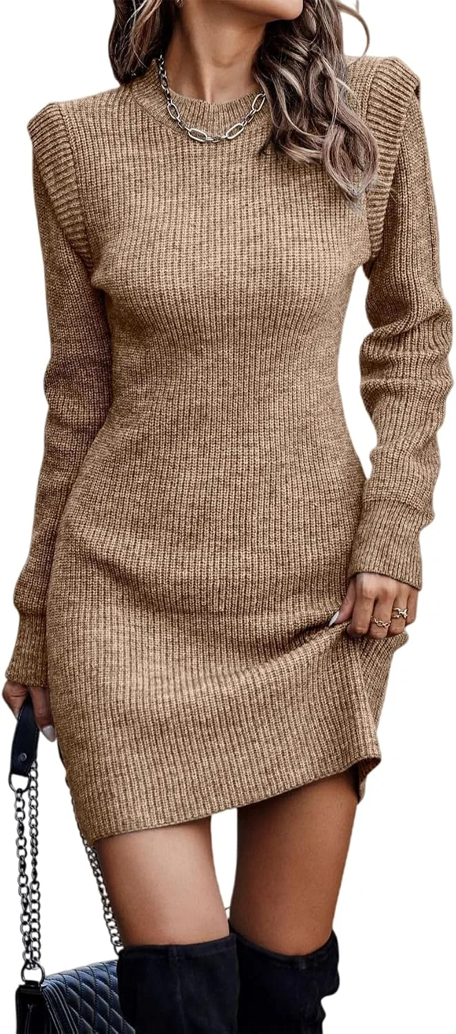Женское облегающее платье-свитер Ribbed Knit, Khaki