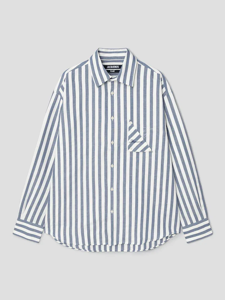 Рубашка с жаккардовым полосатым принтом La Chemise Voilier JACQUEMUS, Sky Blue