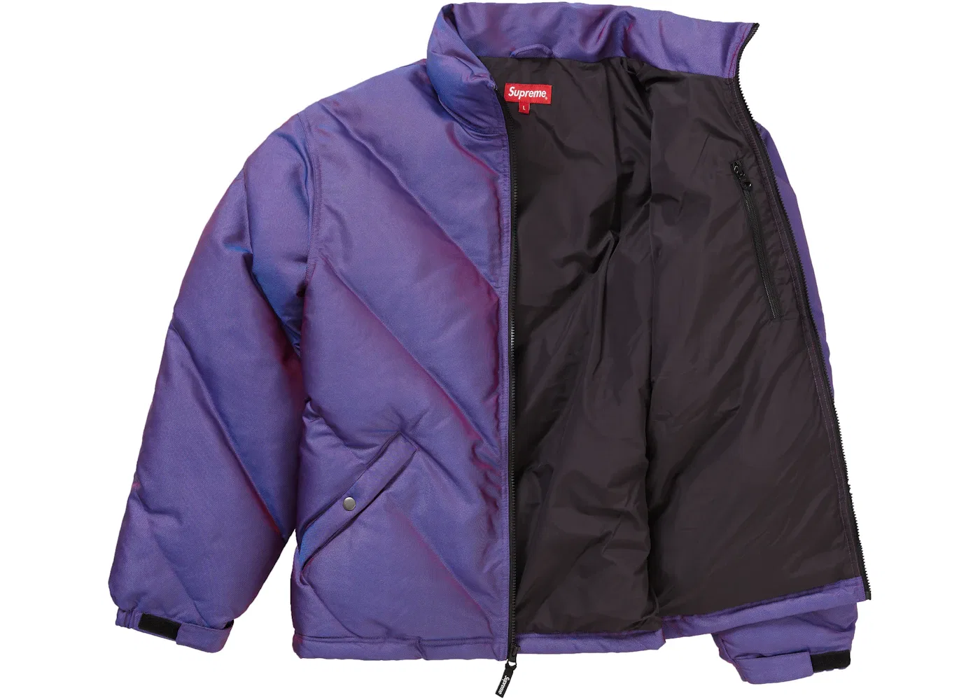Мужская куртка пуховик с блестящим покрытием Iridescent Puffy Jacket Supreme, фиолетовый — фото 2