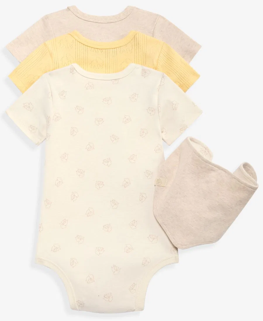 Комплект из 3 боди с коротким рукавом и слюнявчиком, Everyday Baby Essentials First Impressions, Yellow Light — фото 3