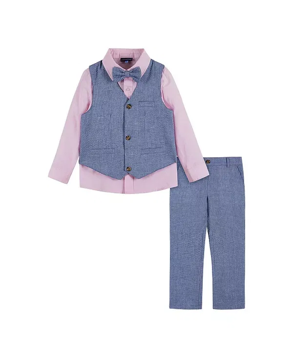 Детский костюм с жилетом и галстуком-бабочкой Seersucker Vest Suit Set Andy & Evan, Blue Seersucker