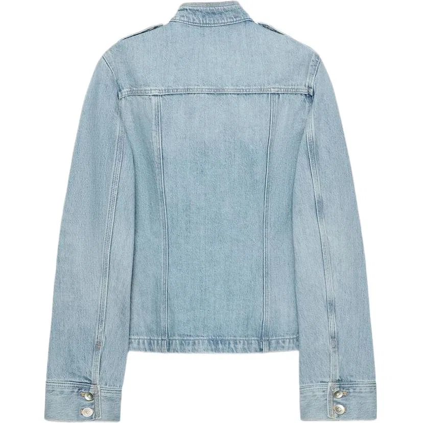 Женская джинсовая куртка с воротником-стойкой Blue ZARA, Blue — фото 3