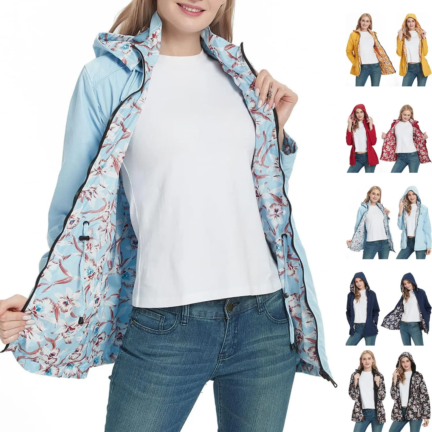 Женская ветровка с капюшоном Elegant Women's Windbreaker Jacket, 03 ABlue