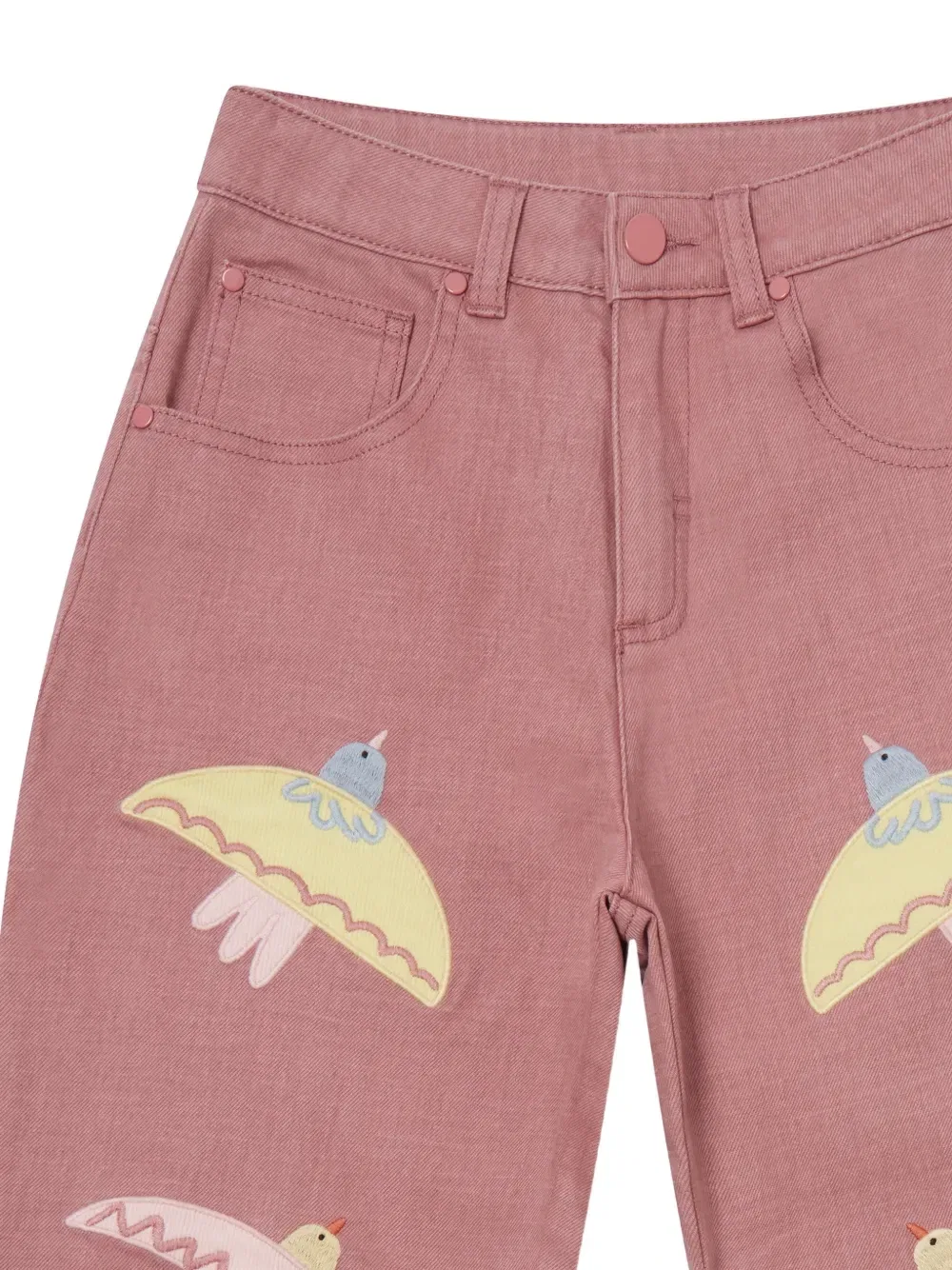Брюки с вышивкой голубей Stella McCartney Kids, розовый — фото 3