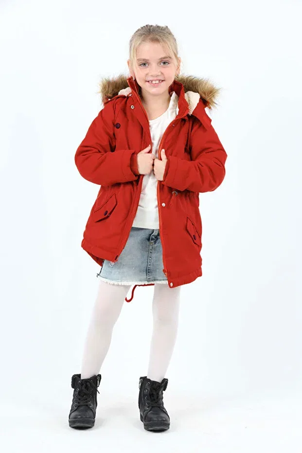 Детское пальто для девочек с капюшоном Asortik Kids, Tile — фото 4
