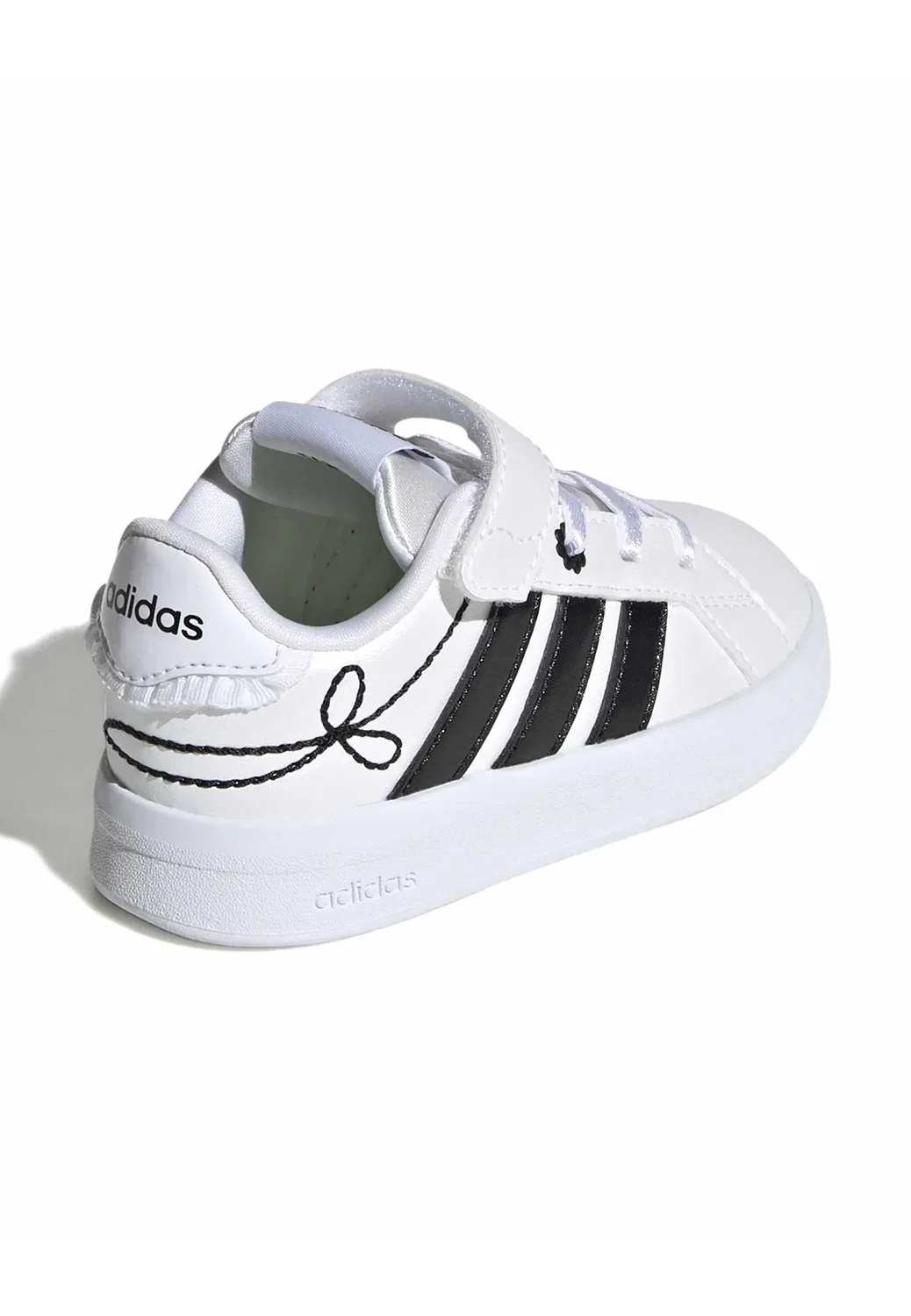 Кроссовки Grand Court 3.0 для девочек - тренировочные кроссовки Adidas Performance, Ftwr White Core Black Hi Res Yellow — фото 4