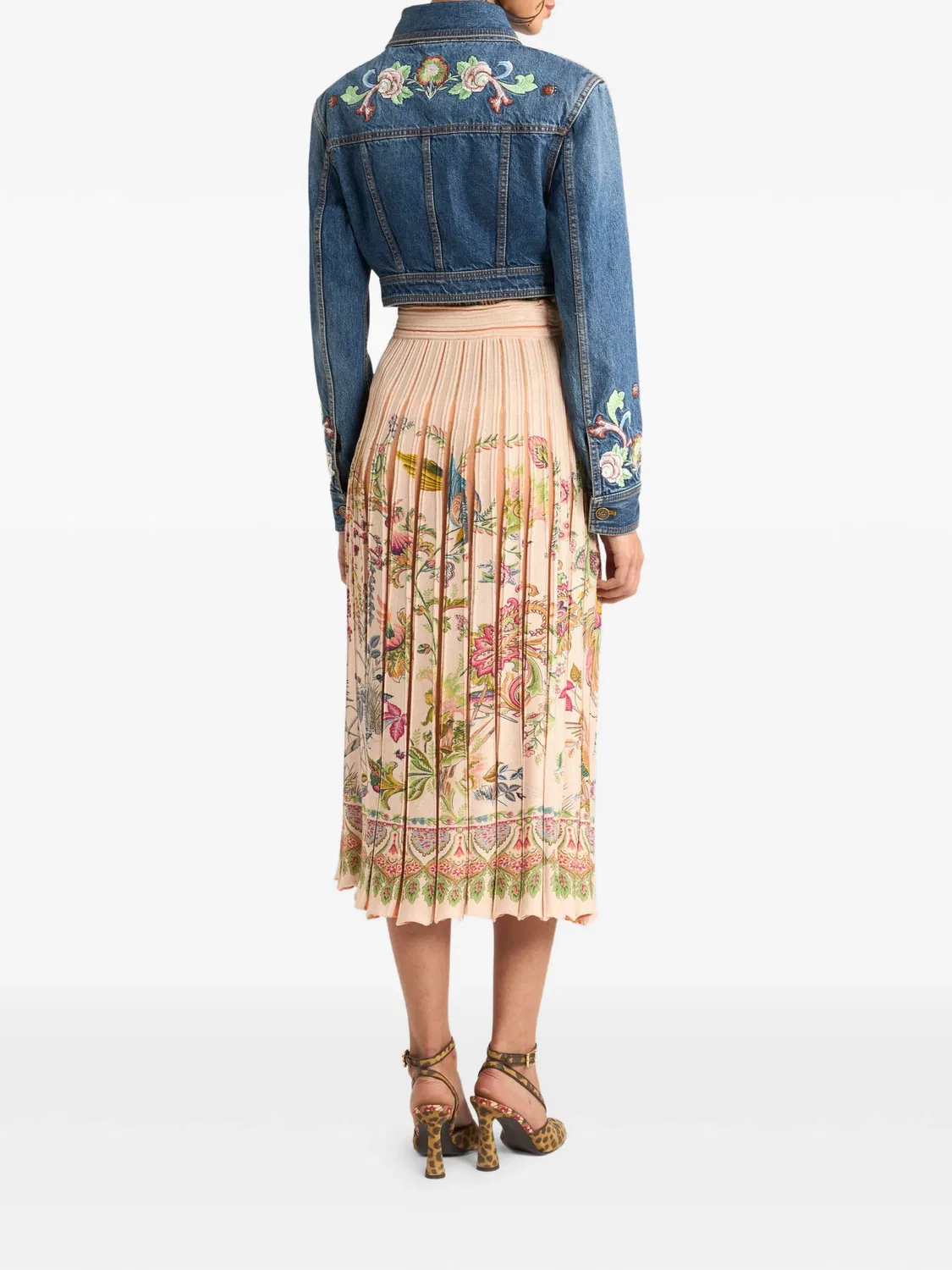 Короткая куртка с цветочной вышивкой ETRO, голубой — фото 4