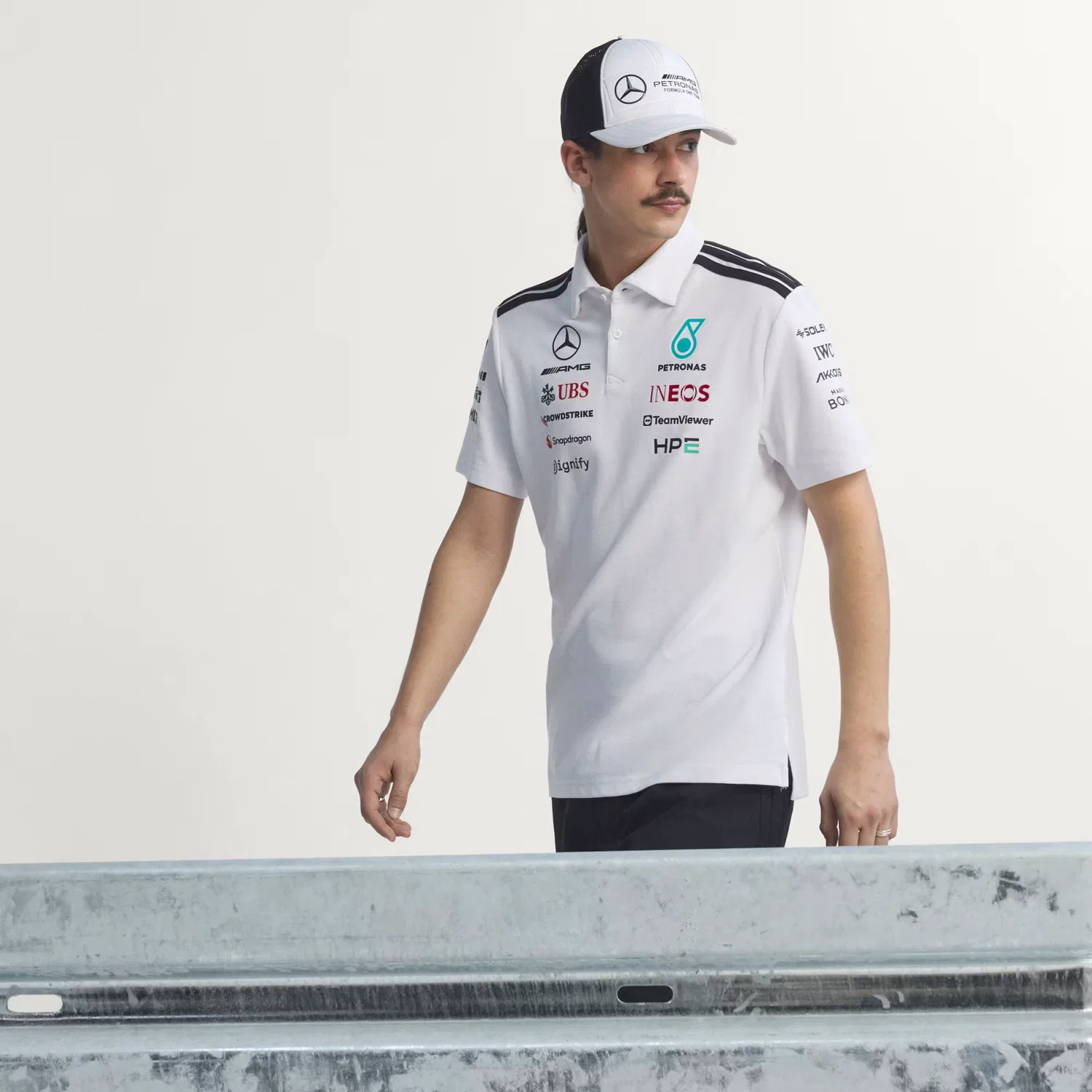 Мужское поло вафельной вязки Mercedes - AMG Petronas Formula 1 Team Adidas Performance, белый