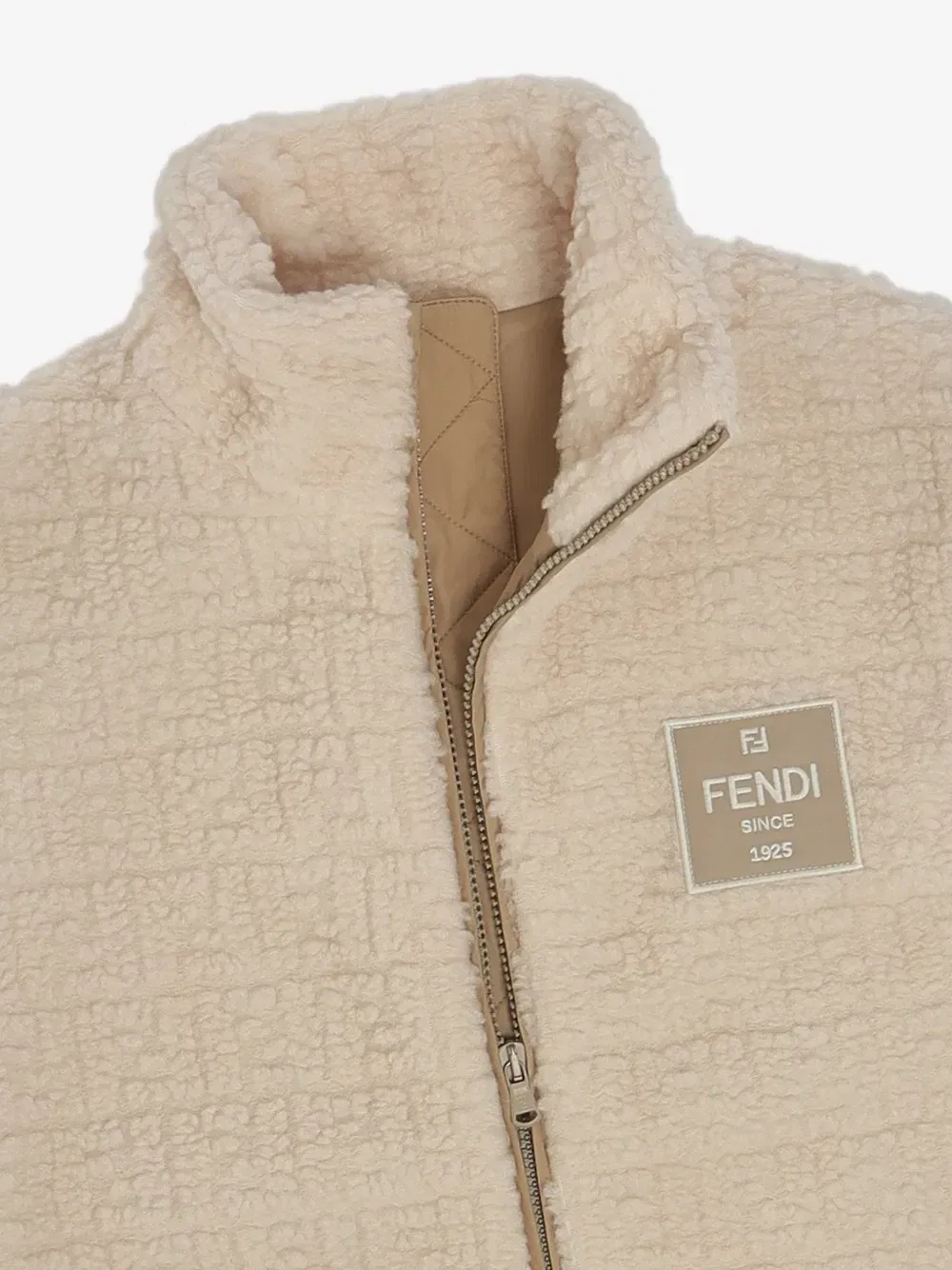 Жилет с тисненым логотипом FF FENDI KIDS, бежевый — фото 3