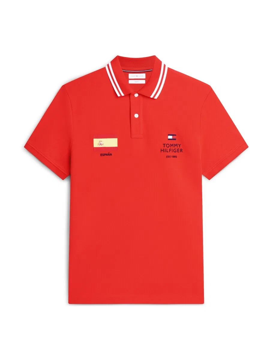 Футболка-поло TOMMY HILFIGER "стандартный крой" красного цвета