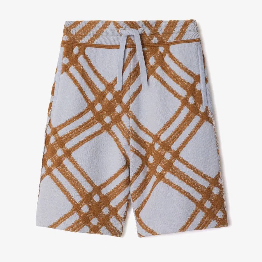 Шорты шерстяные с кашемиром в клетку Boys Slate Wool-Cashmere Check Shorts Burberry, Slate Blue Ip Check