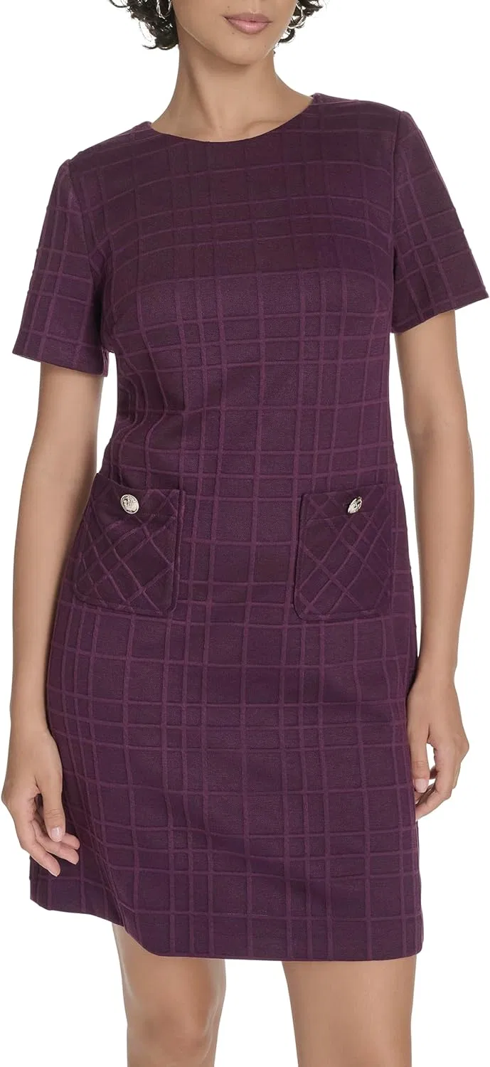 Женское мини-платье с коротким рукавом Tommy Hilfiger, Aubergine