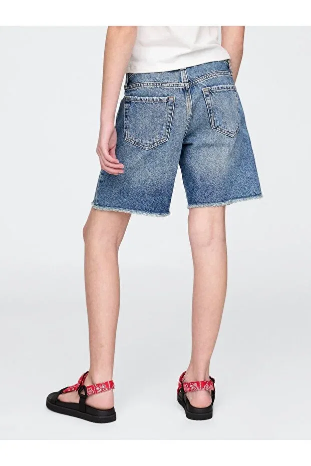Детские шорты для девочек джинсовые Basics Gap, Blue-000 — фото 3