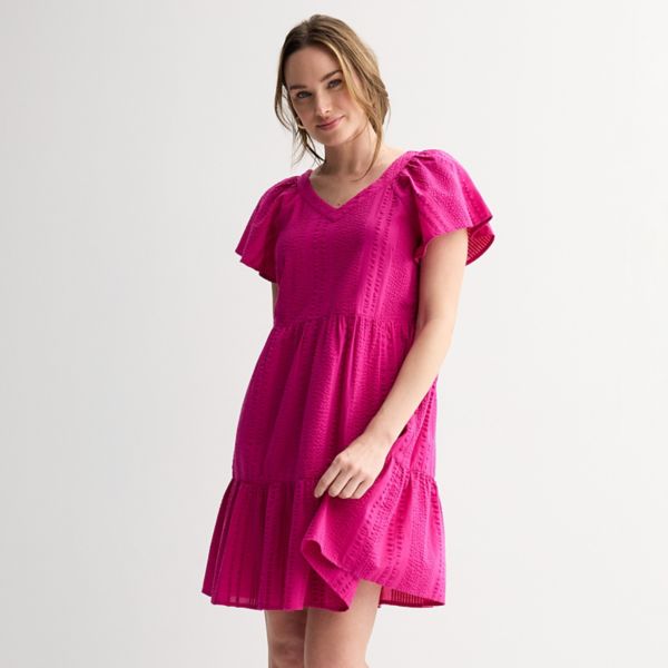 

Женское платье с v-образным вырезом и ярусами Sonoma Goods For Life, цвет gia magenta