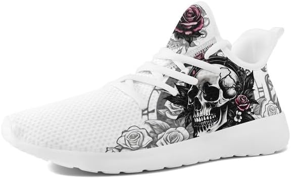 

Кроссовки AWSOLE Fashion с черепом для мужчин и женщин, стильные унисекс, шнуровка, комфортные, дышащие, легкие, готические, белый/черный/розовый/серый