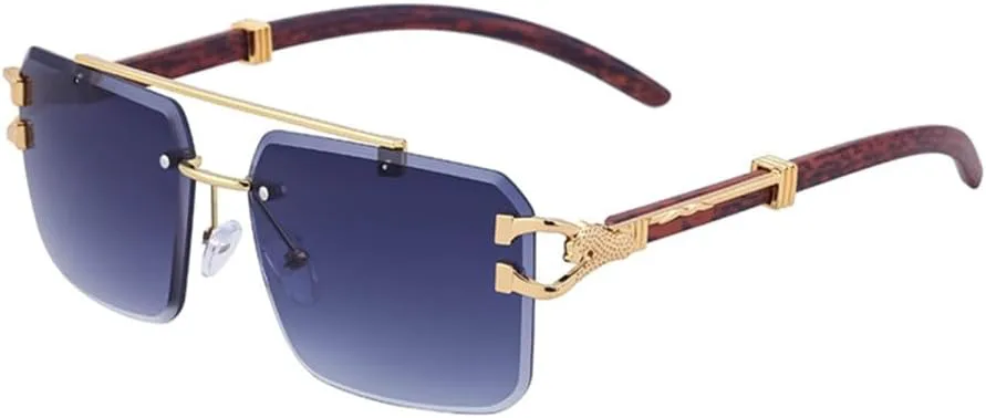 

Деревянные солнцезащитные очки для мужчин, квадратные солнцезащитные очки без оправы для женщин, винтажные модные очки с текстурой дерева, ретро MTZJH, C1