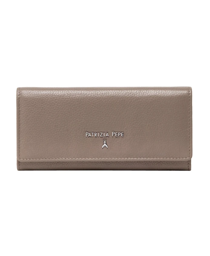 

Серый кожаный женский кошелек с застежкой на пуговицу Patrizia Pepe, серый