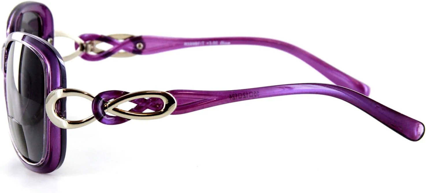 

Модные бифокальные солнцезащитные очки Aloha Eyewear Sao Paulo с большими линзами и оправой - 55 мм x 12 мм x 124 мм (фиолетовые +2,25), Purple W/ Smoke Lens