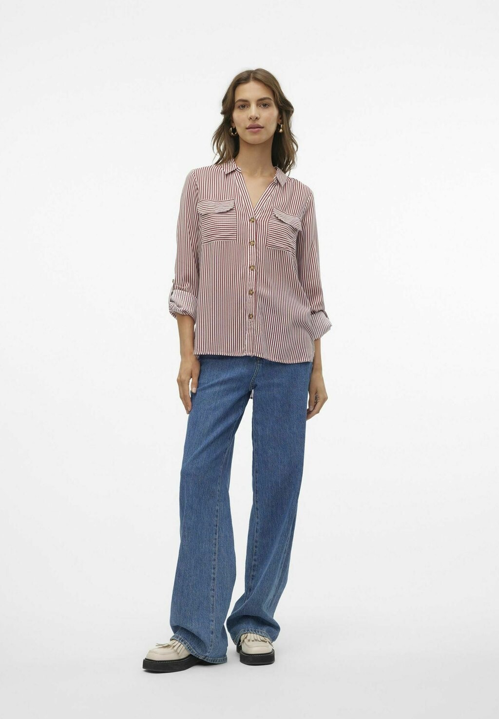 

Блузка на пуговицах BUMPY Vero Moda, темно-красный