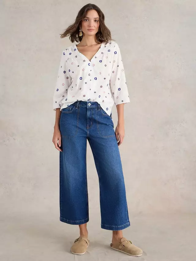 

Топ White Stuff Rae Organic Cotton, цвет ivory/multi