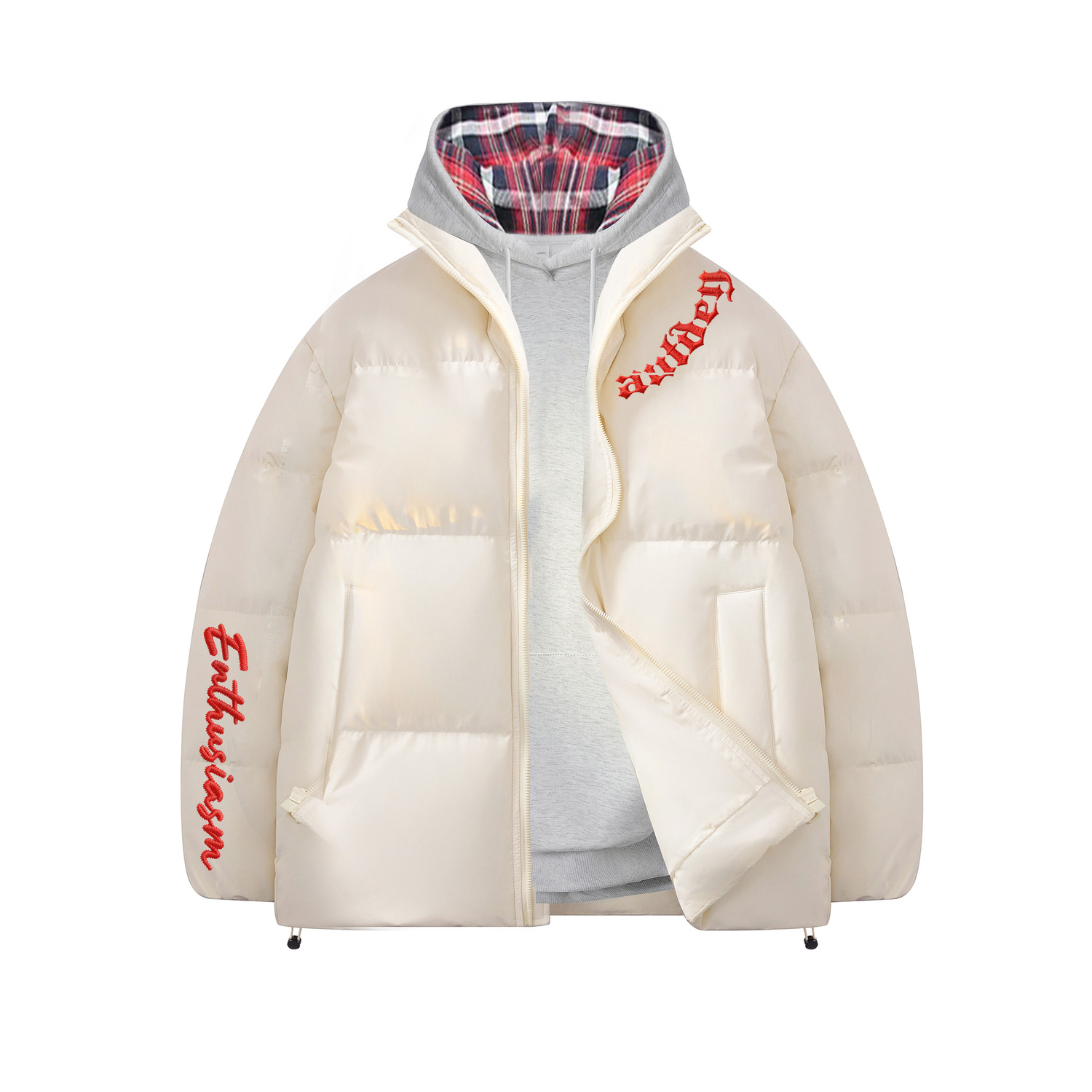 

Пуховик Unisex с воротником стойкой утепленный AULDEY, оранжевый красный logo[comes with heavyweight premium plaid sweatshirt]