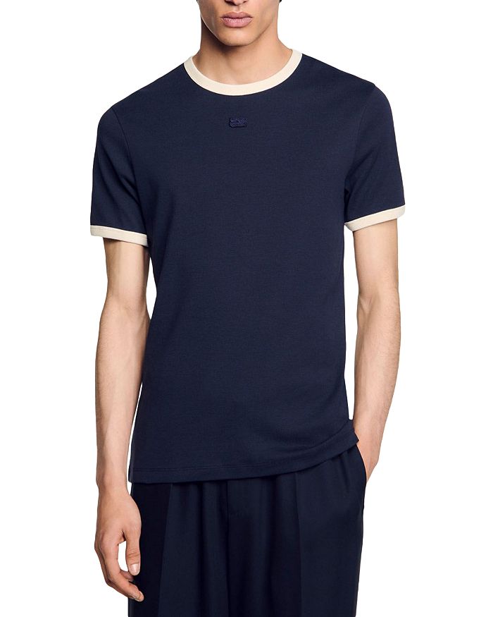 

Футболка с контрастной окантовкой Logo Ringer Tee Sandro, синий
